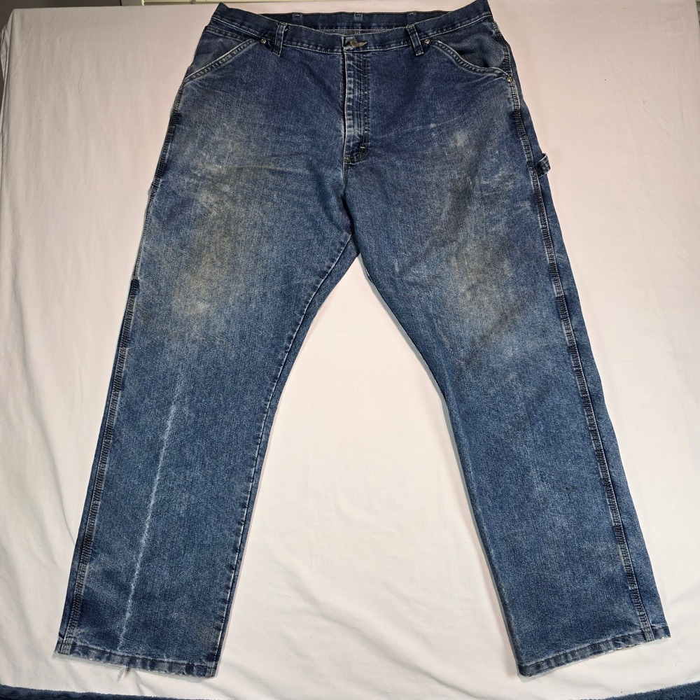 Wrangler‎ Authentic Issue Mens Carpenter Jeans 38x32 Blue Denim Workwear 94LSODV